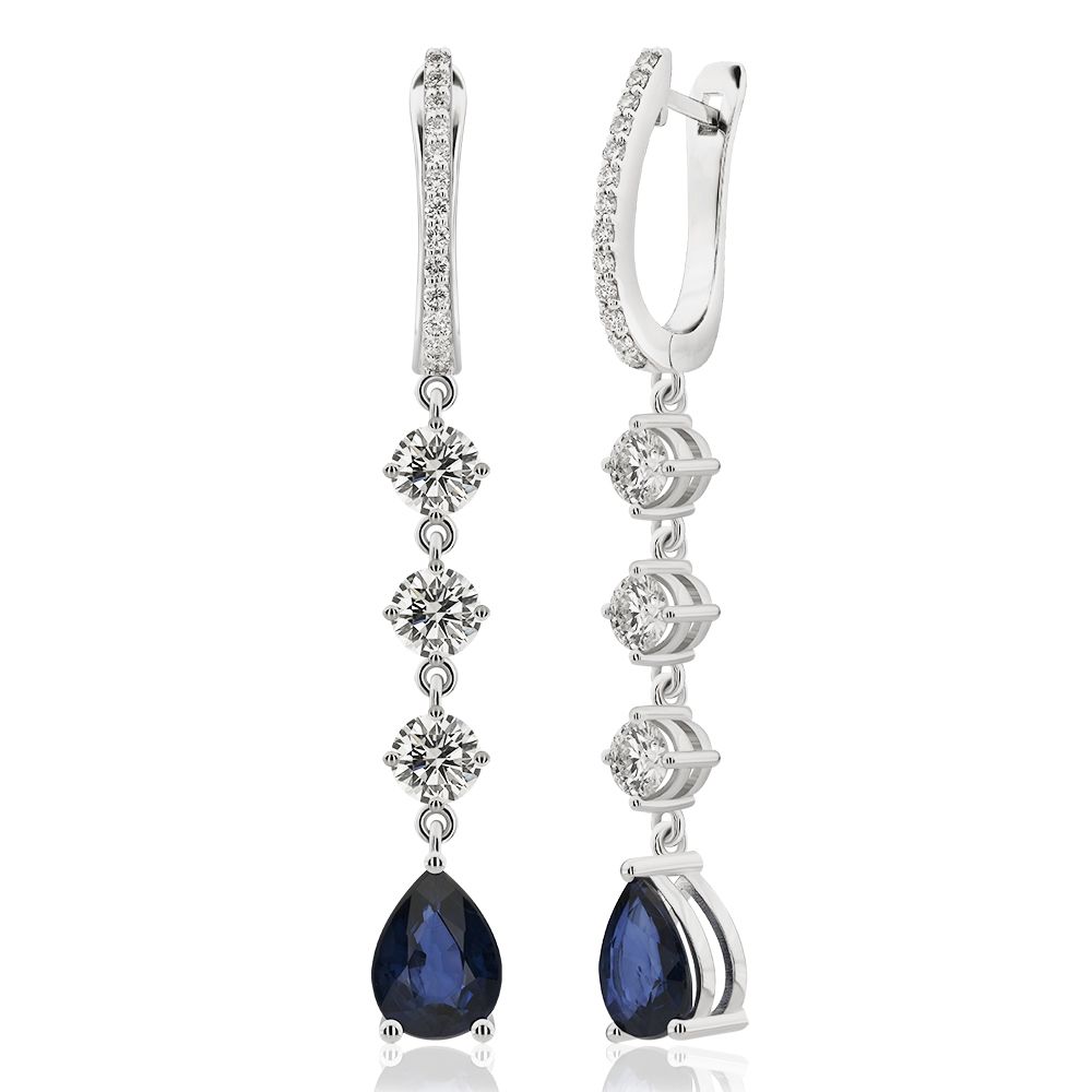 3,97 Ct. Diamond Sapphire Earring